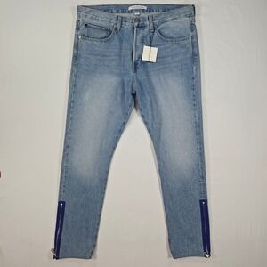 Calvin Klein Men Light Wash Blue Zip Hem Skinny Jeans CKJ015 36x30 NWT